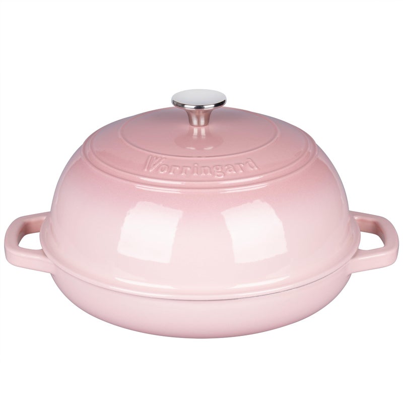VORRINGARD Enameled Cast Iron Dutch Oven Pot with Lid, Bread Oven for Sourdough Bread Baking, Dutch Ovens with Bread Proofing Basket& Baking Supplies Set, 6 Quart, Pink - Image 4