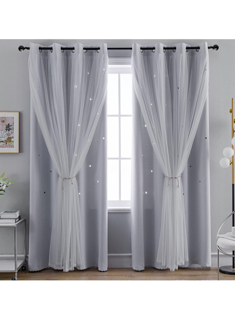 KYD 1 Panel Blackout Curtains, Decorative Thread Foil Blackout Curtains, Thermal Insulated Room Darkening Curtains for Bedroom Living Room - Image 1