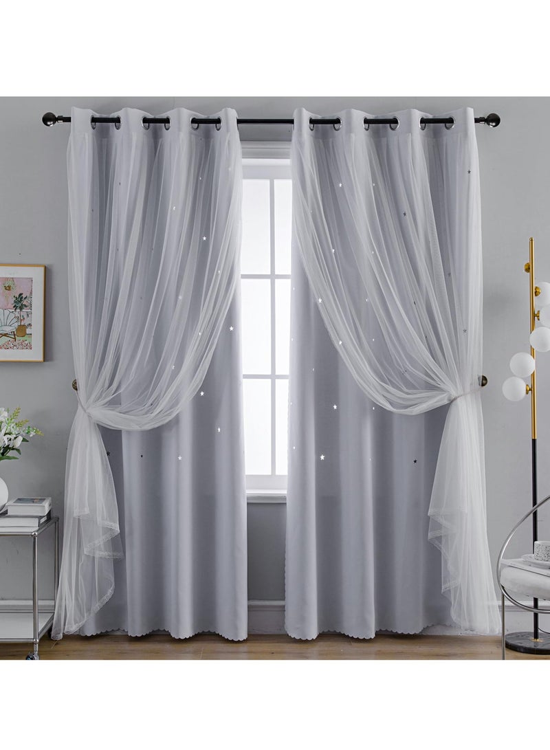 KYD 1 Panel Blackout Curtains, Decorative Thread Foil Blackout Curtains, Thermal Insulated Room Darkening Curtains for Bedroom Living Room - Image 2