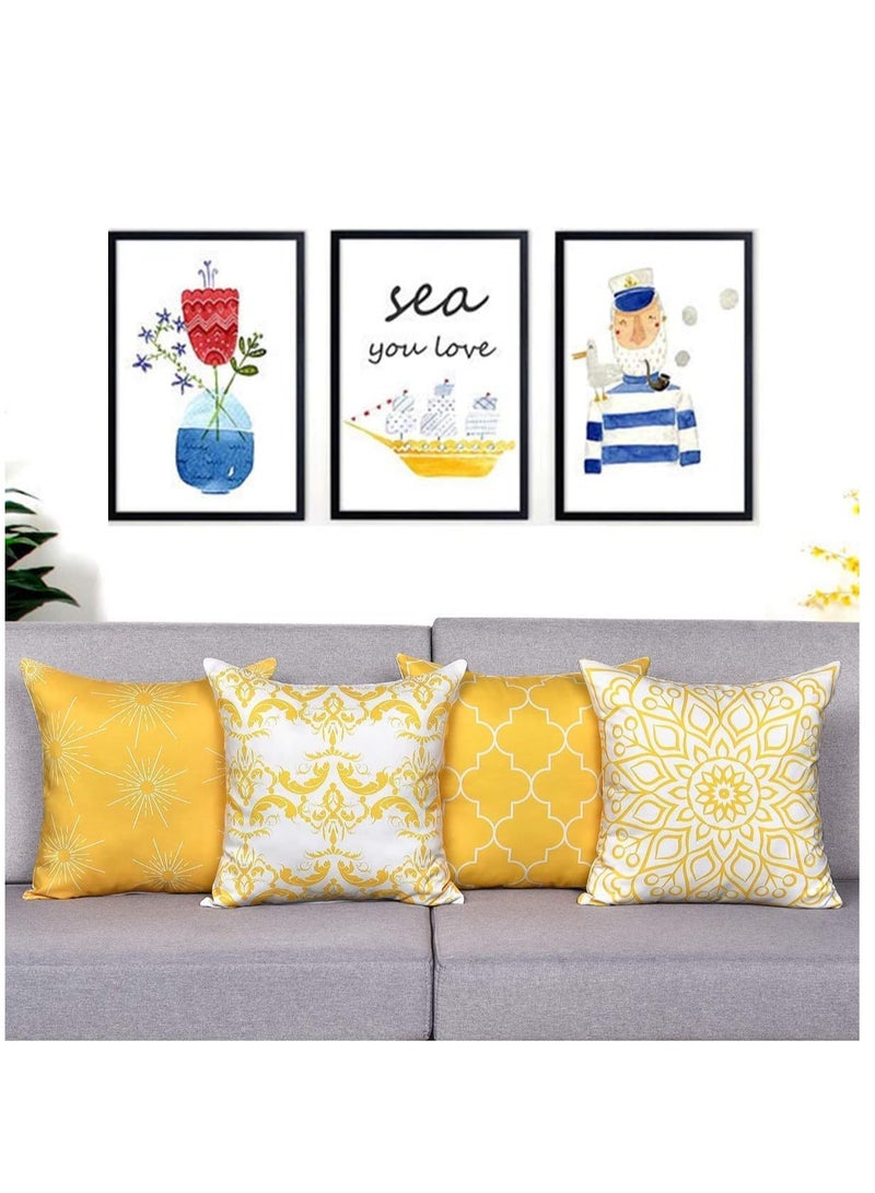 Loquat Throw Pillow Covers Modern Decorative Throw Pillow Case Morocco Pattern Pillow Covers Cushion Case for Room Bedroom Room Sofa Chair Car Yellow 18 x 18 Inch Set of 4 - Image 2