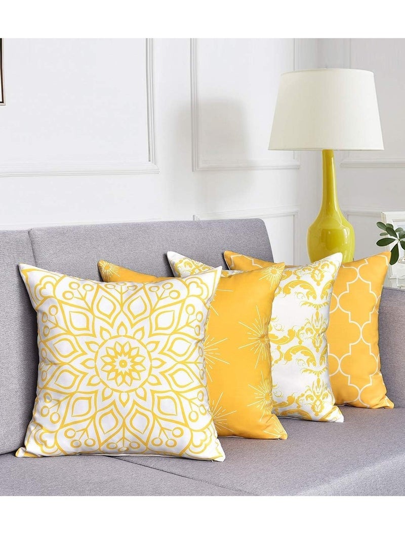 Loquat Throw Pillow Covers Modern Decorative Throw Pillow Case Morocco Pattern Pillow Covers Cushion Case for Room Bedroom Room Sofa Chair Car Yellow 18 x 18 Inch Set of 4 - Image 3