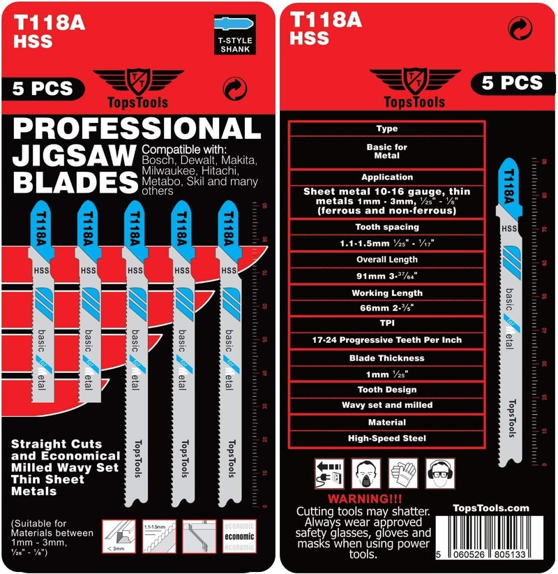 TopsTools 25 x JSTTK5B T101B T101BR T111C T118A T144D Mixed Jigsaw Blades - Image 2