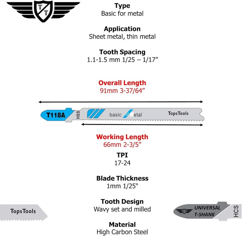 TopsTools 25 x JSTTK5B T101B T101BR T111C T118A T144D Mixed Jigsaw Blades - Image 3