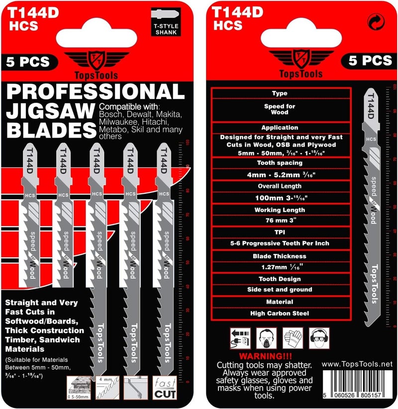 TopsTools 25 x JSTTK5B T101B T101BR T111C T118A T144D Mixed Jigsaw Blades - Image 5