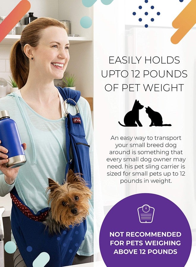 iPrimio Adjustable Pet Sling with Cell Phone Carrier (Navy Blue) - Image 2