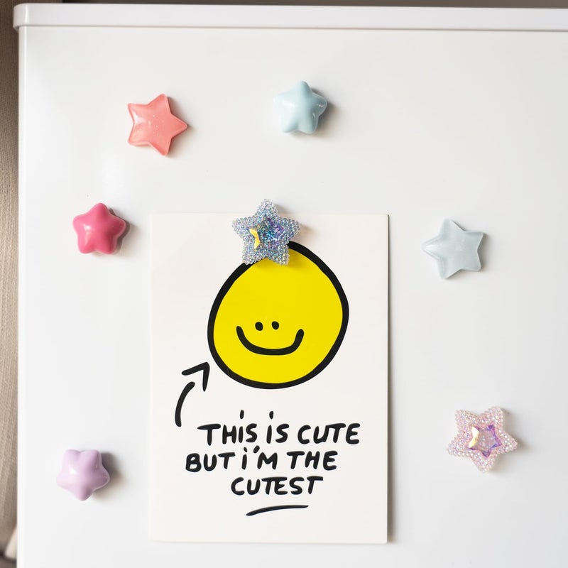 KEYDUACU 15Pcs Strong Star Refrigerator Magnet Fridge Sticker,Colorful 3D Craft Decoration Magnet,Strong Fridge Magnets for Kitchen,Office Whiteboard, Cabinet and Dishwasher (Ripple Stars) - Image 5