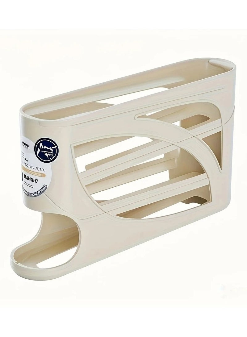 Digi Core صندوق تخزين بيض دوار مكون من 3 طبقات للثلاجة، يتسع لـ 24 بيضة، تصميم باب جانبي موفر للمساحة، حامل بيض بلاستيكي متين، منظم بيض بسعة كبيرة لتخزين المطبخ والثلاجة، مثالي لتنظيم المطبخ والثلاجة، أبيض - Image 2