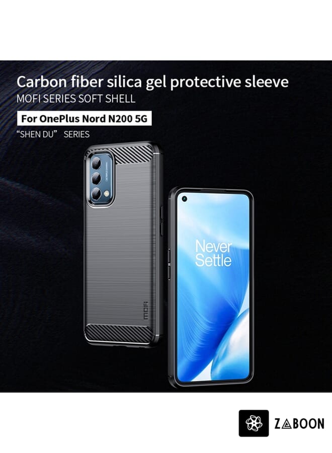 Zaboon Protective Case Cover For Oneplus Nord N200 5G MOFI Gentleness Series Brushed Texture Carbon Fiber Soft TPU - Image 3