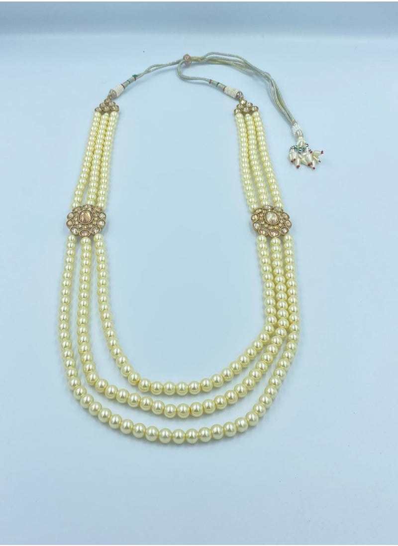 GOHONA - GOHONA Royal Bling Bollywood Traditional Indian  Jewelry Pearl Necklace in Golden colour - Image 1