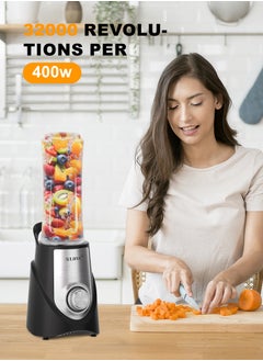 ULHYC Personal Compact Sports Blender And Smoothie Maker 600 ml400 W 6 stainless steel blades 150ml grinding cup ALW-B09 Black/Silver/Clear  - Image 2