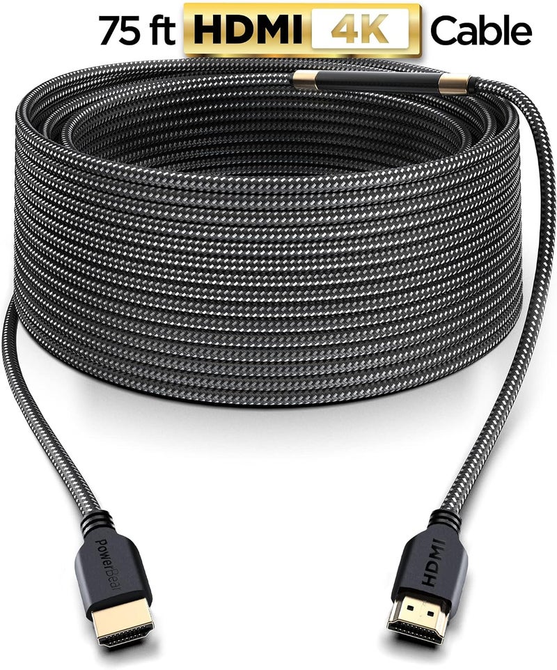 PowerBear 4K HDMI Cable 75 ft | High Speed Hdmi Cables, Braided Nylon & Gold Connectors, 4K @ 60Hz, Ultra HD, 2K, 1080P, ARC & CL3 Rated | for Laptop, Monitor, PS5, PS4, Xbox One, Fire TV - Image 2