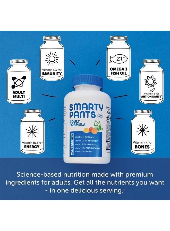 SmartyPants Daily Multivitamin for Men & Women: Daily Gummies for Adults with Vitamin B12, C, D3, E, & K - With Omega 3 Fish Oil (DHA/EPA), Iodine, Choline - 180 Count (30 Day Supply) - Image 4