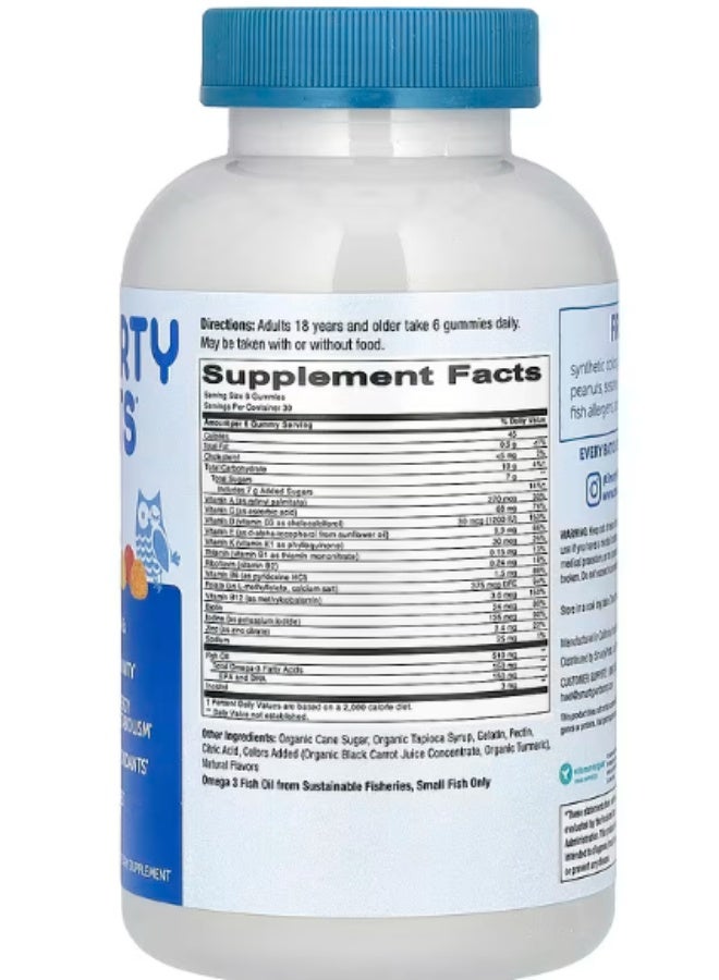 SmartyPants Daily Multivitamin for Men & Women: Daily Gummies for Adults with Vitamin B12, C, D3, E, & K - With Omega 3 Fish Oil (DHA/EPA), Iodine, Choline - 180 Count (30 Day Supply) - Image 2