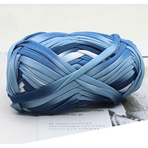 Eqarp 1 PCS Colorful T-Shirt Yarn Knitting Yarn Fabric Crochet Cloth for DIY Knitted Fabric Art (#51 Blue&White) - Image 1