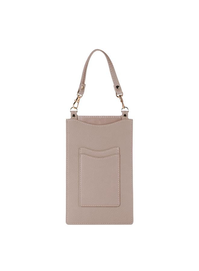 Litchi Texture Card Holder Mobile Phone Bag with Short Strap