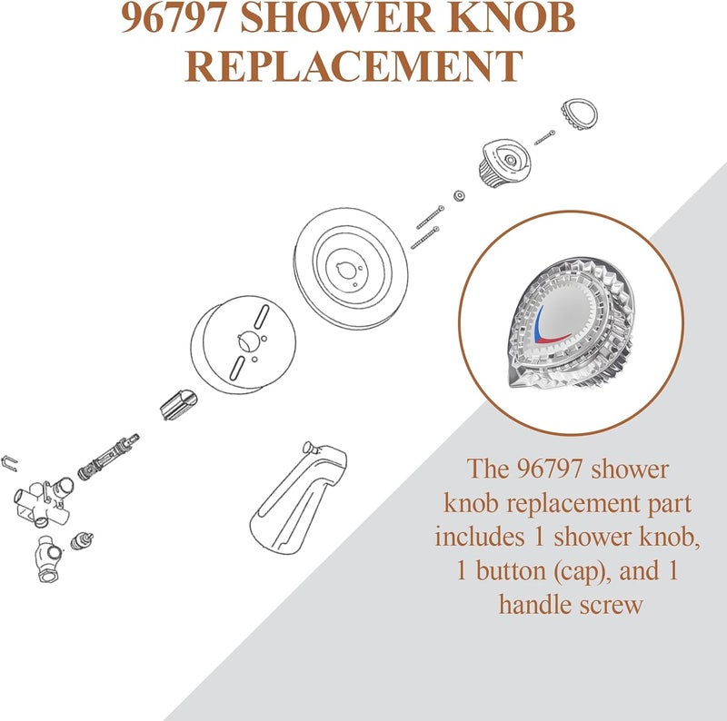 Javiix 96797 Shower knob Replacement for Moen Chateau Collection Tub and Shower Faucet Knob Handle Kit Include Screws Chrome Knob Insert - Image 4