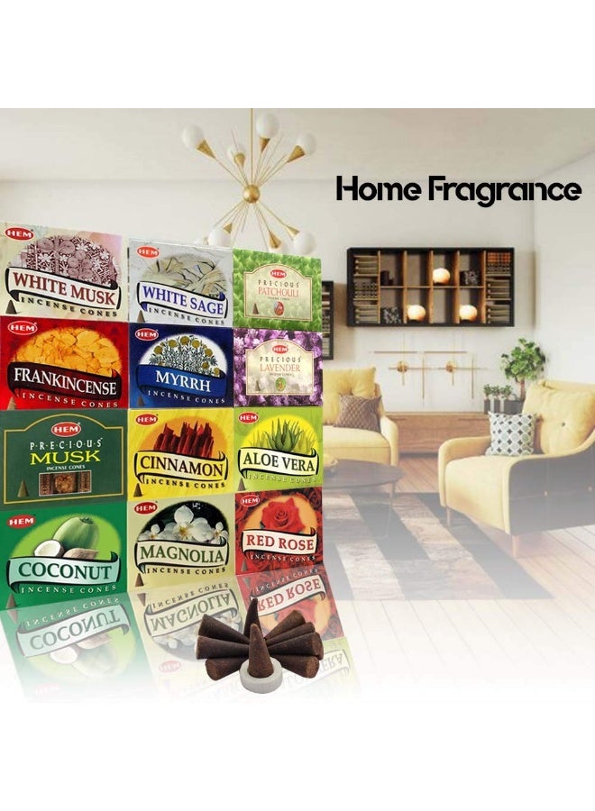 Hem 12 Assorted Boxes of Incense Cones, (120 total)| Natural Fragrance For Aromatic Rooms | Odor remover Incense For Stress Relief & Relaxation - Image 4