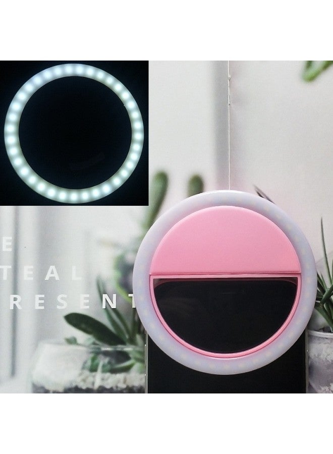 Mobile Phone Selfie Fill Light Led Round Mobile Phone Fill Light Usb Charging Live Broadcast Beauty Mobile Phone Flash Logo-Specifications:High Quality: Pink 36 Lamp Beads (150 MA)  - Image 1