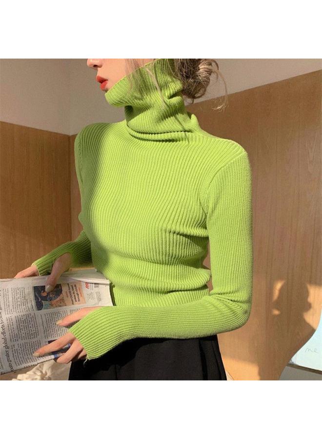 Autumn And Winter Slim Base Layer Sweater For Women, Figure-flattering Versatile Cowl Neck Top, Thin And Stylish Finger-length Sleeve Knitwear - Image 2