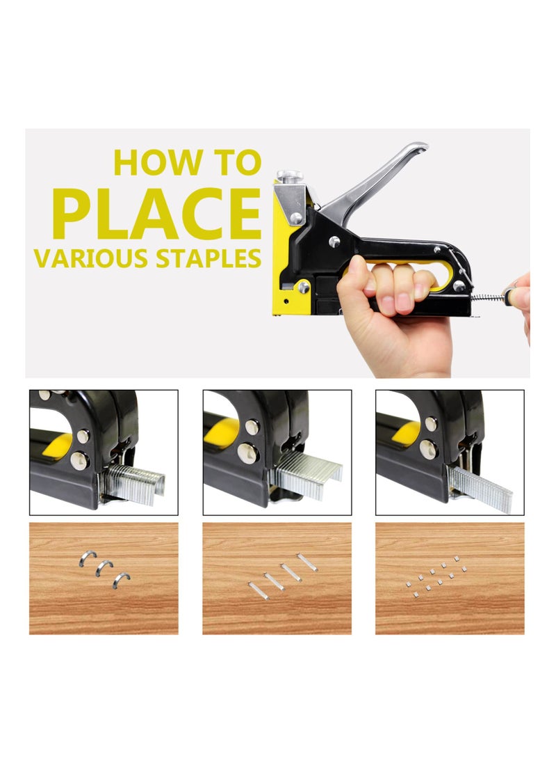 SYOSI Staple Gun, Heavy Duty Staple Gun Kit, with Staple Remover Set, 3-in-1 Tacker Gun, 3-Way Hand Nail Gun with 900PCS Staples for Upholstery, Fixing Material, Decoration, Carpentry, Furniture  - Image 3