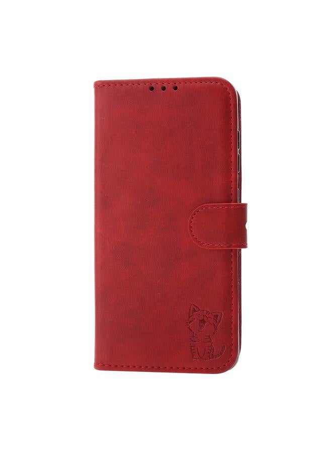 اس-توب جراب لهاتف Samsung Galaxy S21 FE، جراب جلدي أفقي قابل للطي بنقشة قطة سعيدة مع حامل وفتحات للبطاقات ومحفظة - Image 2