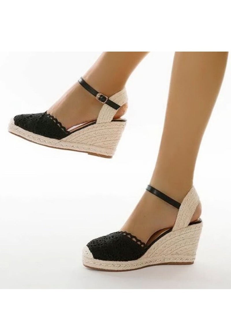 Cotton Lace And Rope Lame Heels - Image 5