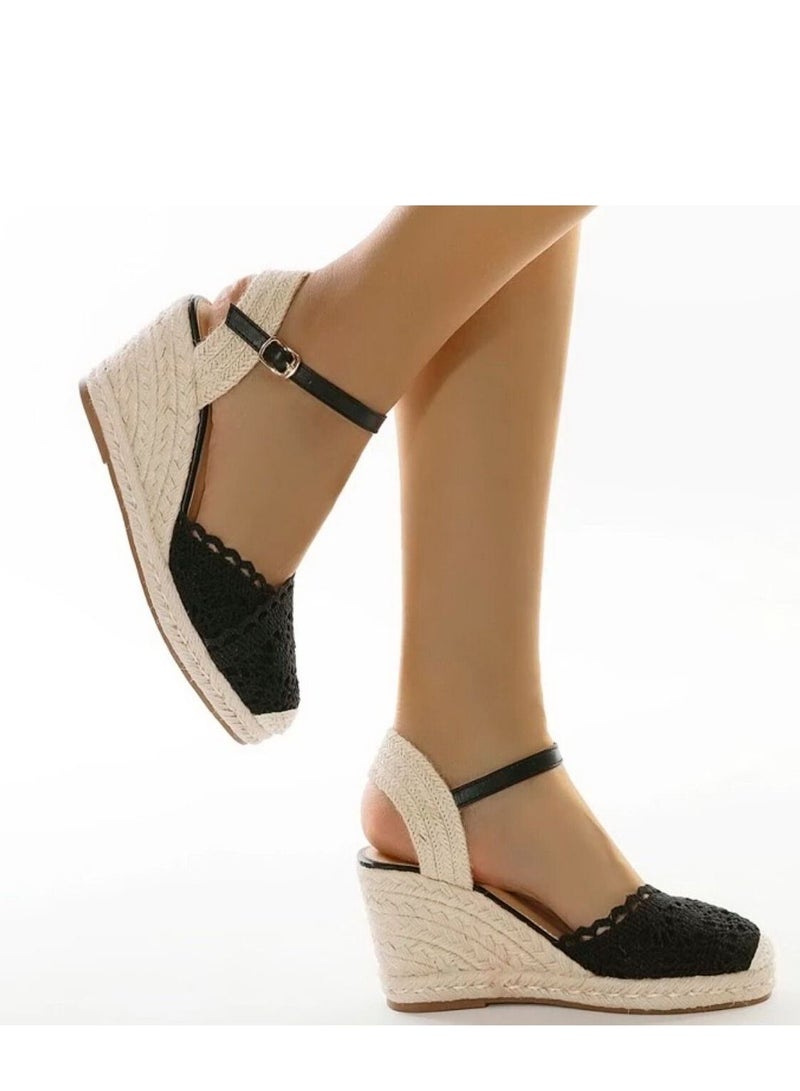 Cotton Lace And Rope Lame Heels - Image 2