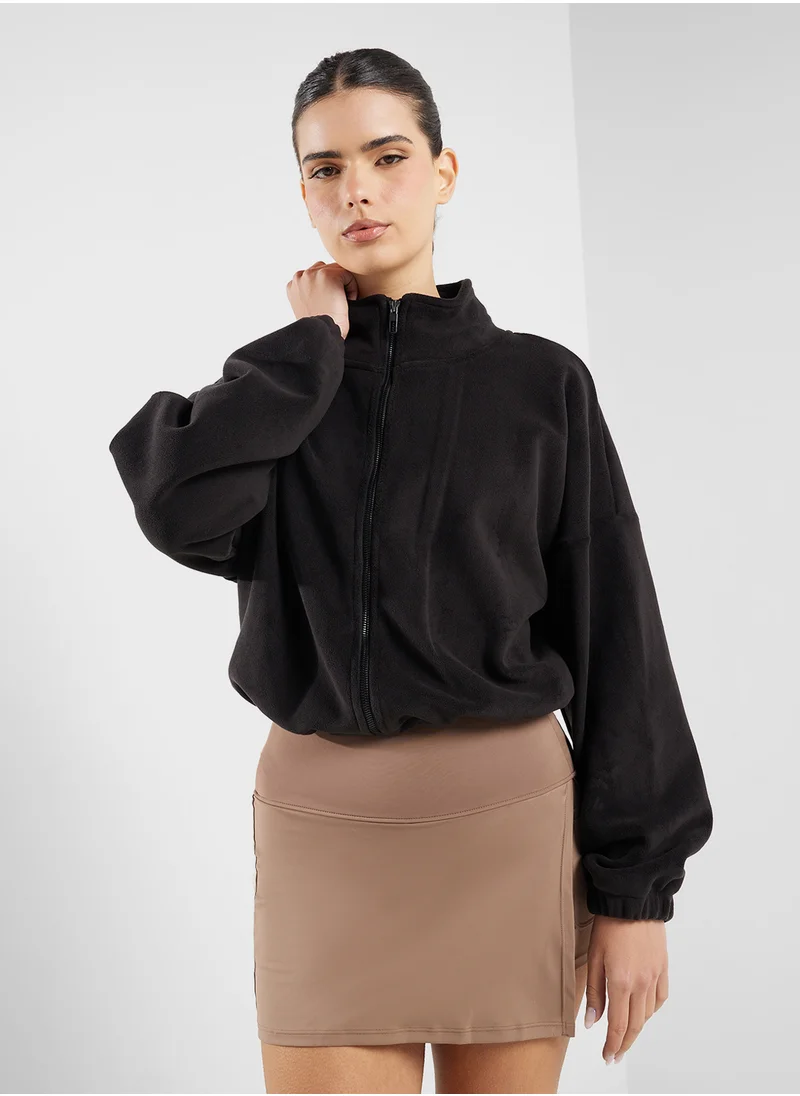 فورورد Fleece Zip Thru Cropped Sweatshirt