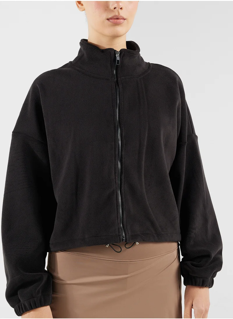 FRWD Fleece Zip Thru Cropped Sweatshirt