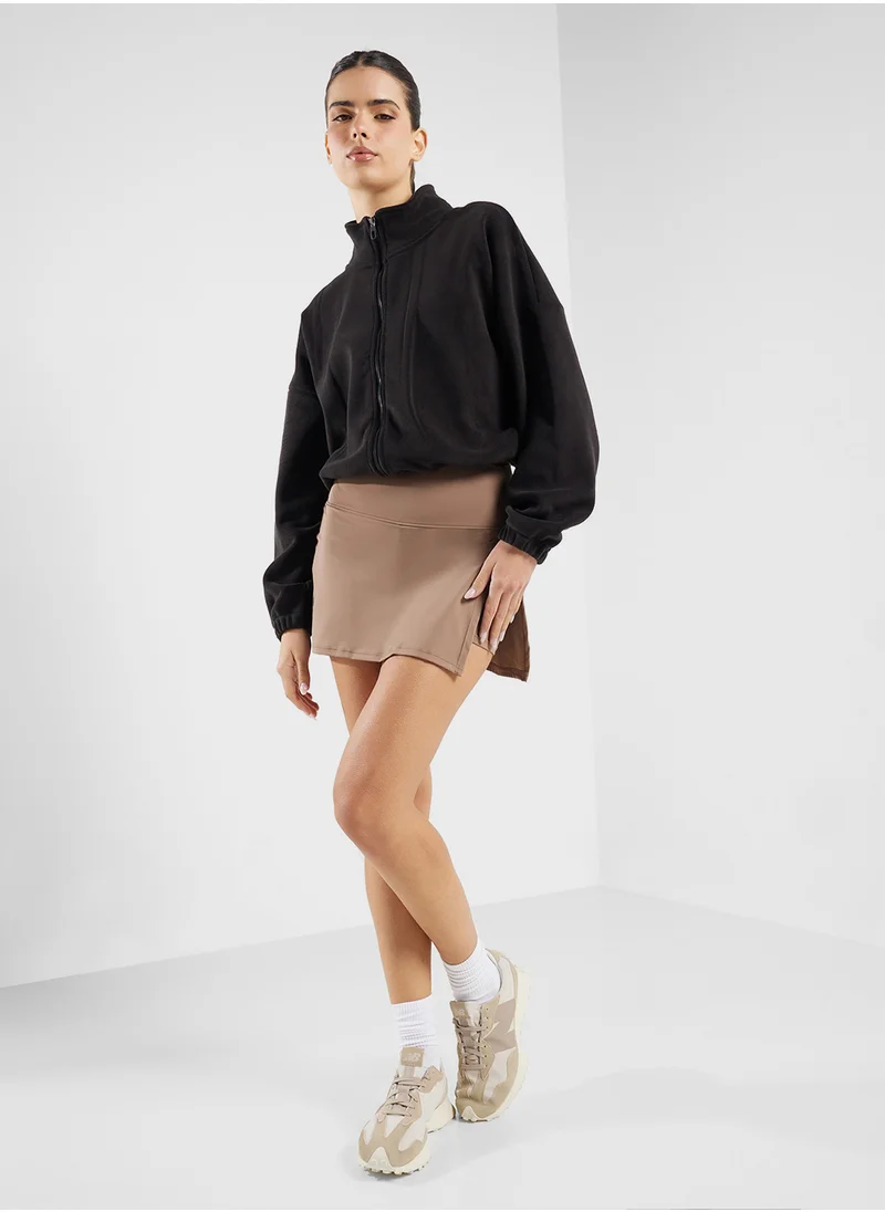 FRWD Fleece Zip Thru Cropped Sweatshirt