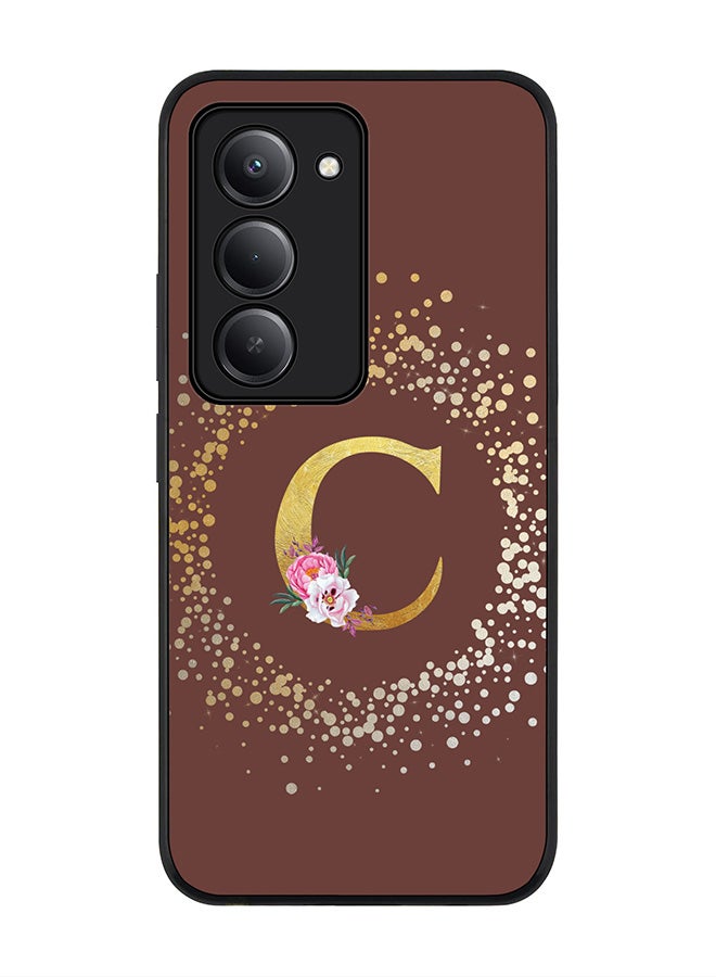 Stylizedd For Xiaomi Redmi 15 5G Case,Slim fit Camera Protection, Shockproof Thin Phone cover  - Custom Monogram Floral - C  (Brown ) - Image 1