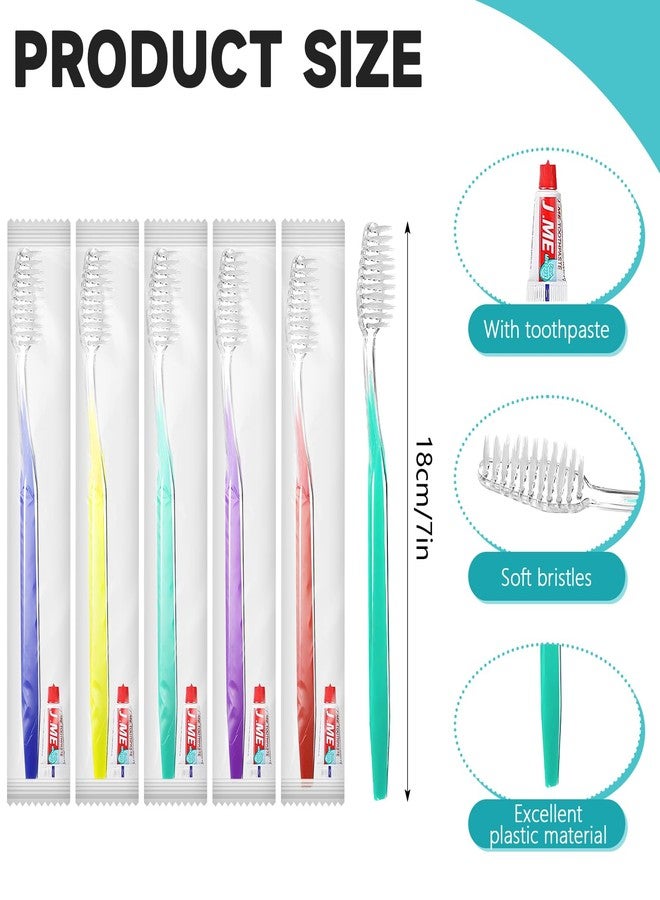 KisSealed 250 Pack Disposable Toothbrushes with Toothpaste,Bulk Travel Toothpaste and Toothbrush Set,Soft Bristle Individually Wrapped for Travel Hotel Donation Homeless Gift,Multicolor - Image 2