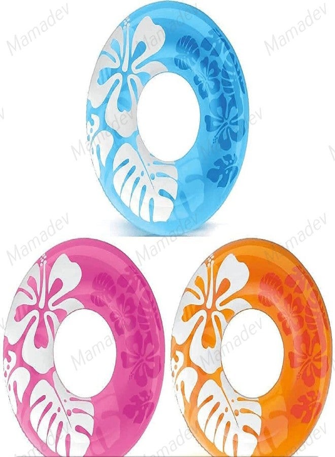 Mamadev®:- Printed Swmimg Ring Swim Tube for Kids Swimming Leering Ring for Girls and Boys Swimming Tube Inflatable Swim Ring (9+ Years Up)(Size - 36''inch)(Multi Color)(1 PIS) - Image 3