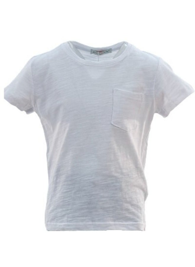 JOANNA JOANNA 21822B Boy's Crew Neck Pocket Short Sleeve T-Shirt - White - Image 1