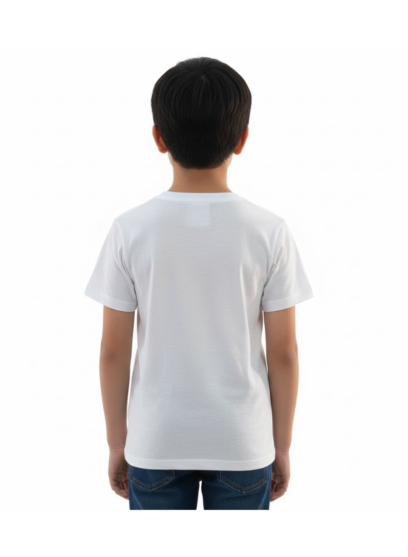 جوانا تي شيرت أولاد برقبة دائرية وجيب وأكمام قصيرة - أبيض - 10 سنوات - Image 3