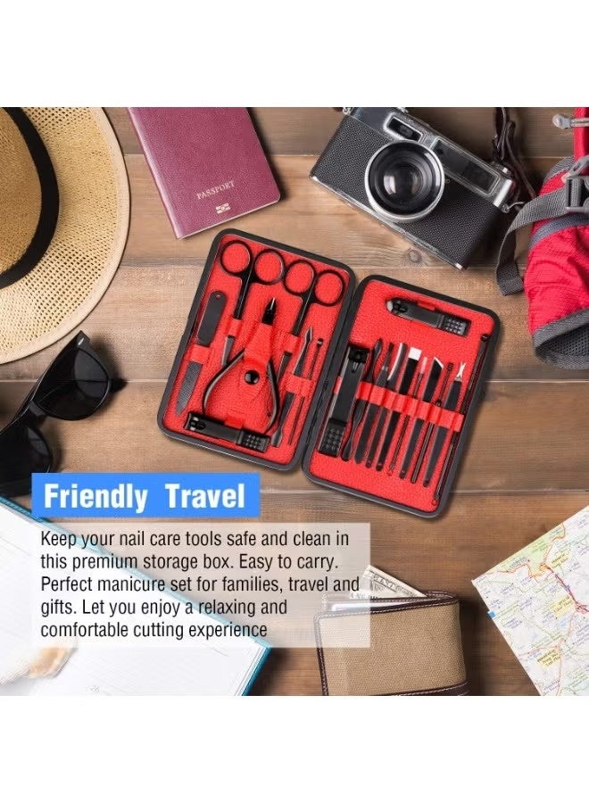18-in-1 Nail Cutter & Manicure Set SD02 - Complete Stainless Steel Pedicure & Manicure Kit with Leather Travel Case - Image 2