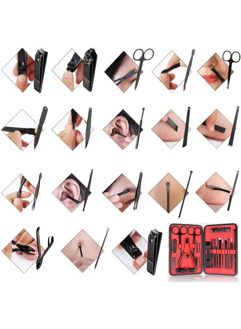 18-in-1 Nail Cutter & Manicure Set SD02 - Complete Stainless Steel Pedicure & Manicure Kit with Leather Travel Case - Image 3