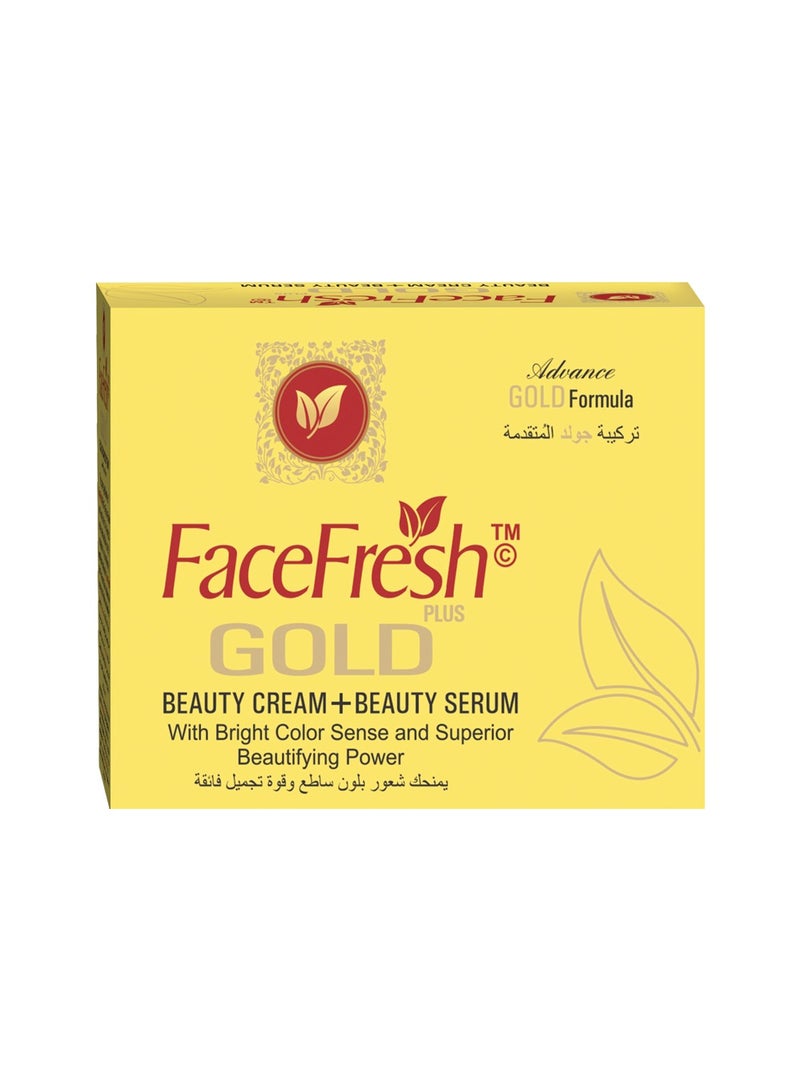 Face Fresh Gold Plus Beauty Cream + Face Serum - Hyaluronic Acid & Niacinamide, Prevents Dryness, Protects Skin from Damage, For All Skin Types 23g + 3ml - Image 1