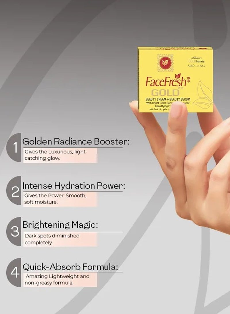 Face Fresh Gold Plus Beauty Cream + Face Serum - Hyaluronic Acid & Niacinamide, Prevents Dryness, Protects Skin from Damage, For All Skin Types 23g + 3ml - Image 3