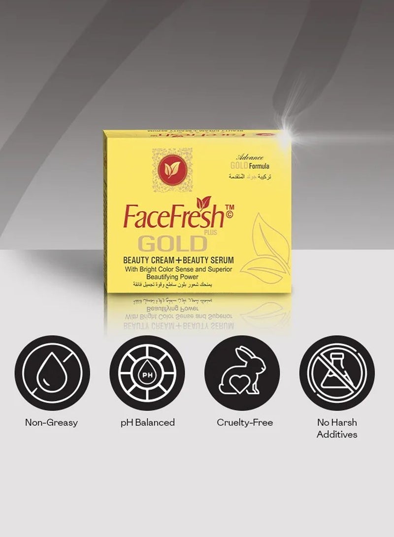 Face Fresh Gold Plus Beauty Cream + Face Serum - Hyaluronic Acid & Niacinamide, Prevents Dryness, Protects Skin from Damage, For All Skin Types 23g + 3ml - Image 4