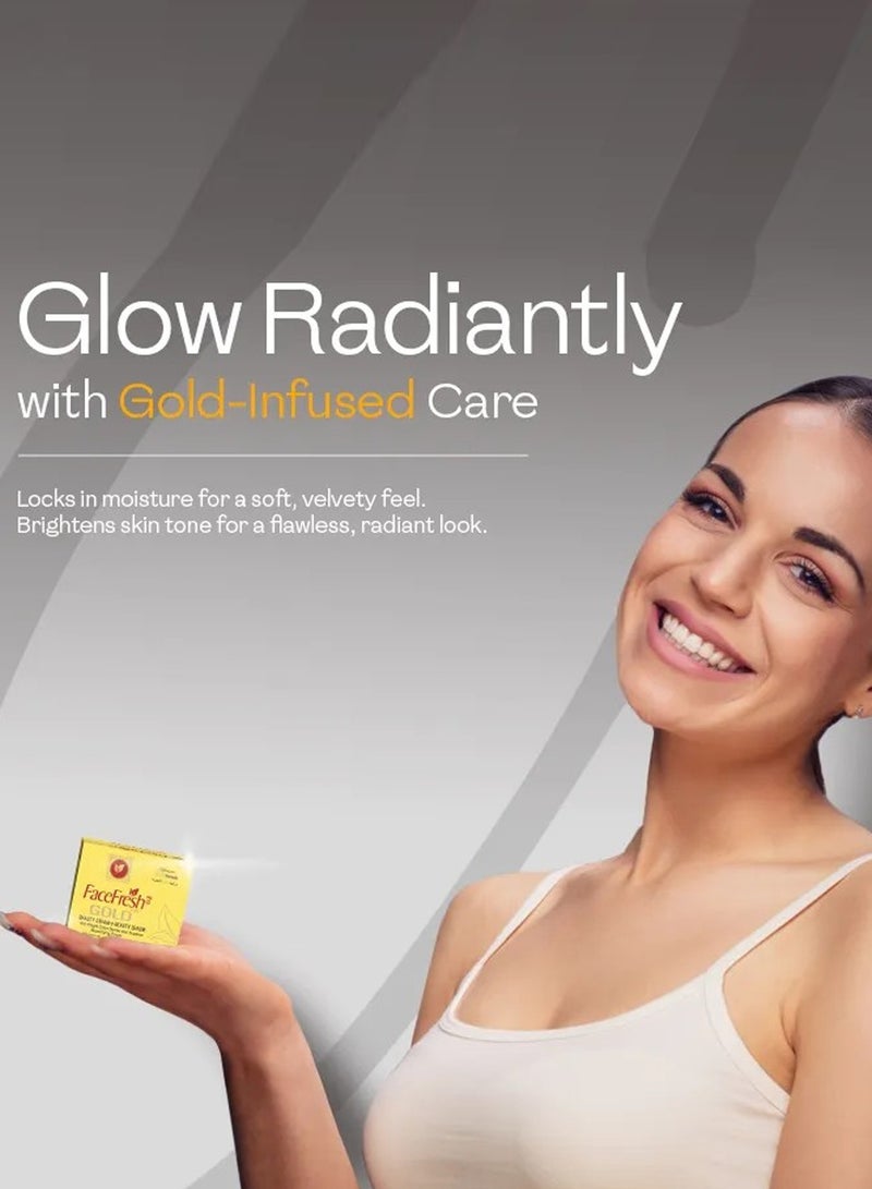 Face Fresh Gold Plus Beauty Cream + Face Serum - Hyaluronic Acid & Niacinamide, Prevents Dryness, Protects Skin from Damage, For All Skin Types 23g + 3ml - Image 2