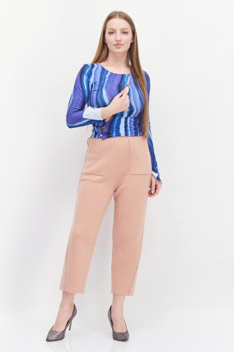NA-KD Women Round Neck Long Sleeve Swirl Top, Multicolor - Image 3