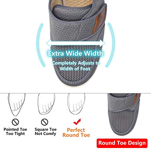 MEJORMEN Men's Edema Diabetic Shoes Adjustable Wide Width Outdoor Walking Sneakers Orthopedic Lightweight Comfy Casual Slippers for Elderly Swollen Feet Arthritis Recovery - Image 3