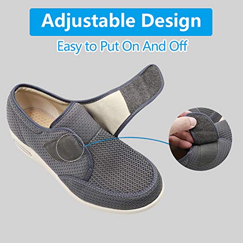 MEJORMEN Men's Edema Diabetic Shoes Adjustable Wide Width Outdoor Walking Sneakers Orthopedic Lightweight Comfy Casual Slippers for Elderly Swollen Feet Arthritis Recovery - Image 2