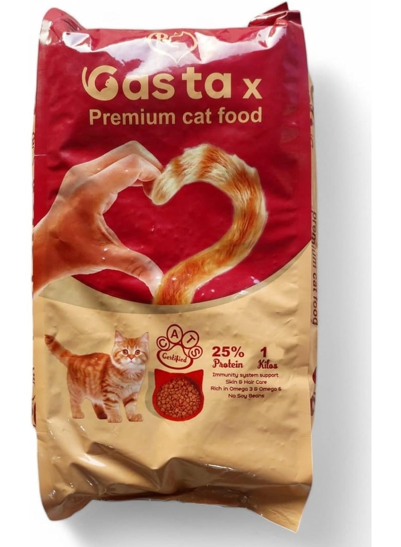 Golden Foods Dry Food for Cats from Casta x Rich in Vitamins and Minerals and Proportion of Protein 25% and Omega 3 and B12 - 1 Kg - Image 1