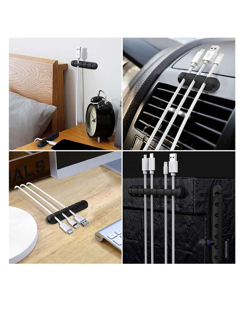 ECVV 3Pcs Cable Holder Clips - Desktop Cable Organizer For Management Of Power Cord And Charging Cables - Black  - Image 4