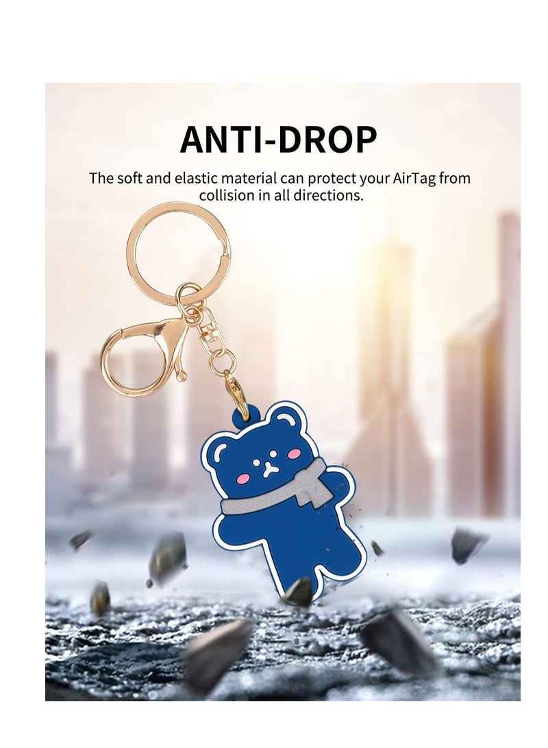 Captaintech 4 Pack Airtag Keychain Cartoon Dog for AirTag Tracker  Bear Protective AirTag Holder with Anti-Lost Keychain,Anti-Drop Scratch Airtag Holder Keychain Accessories for Kids Pets Backpacks - Image 4