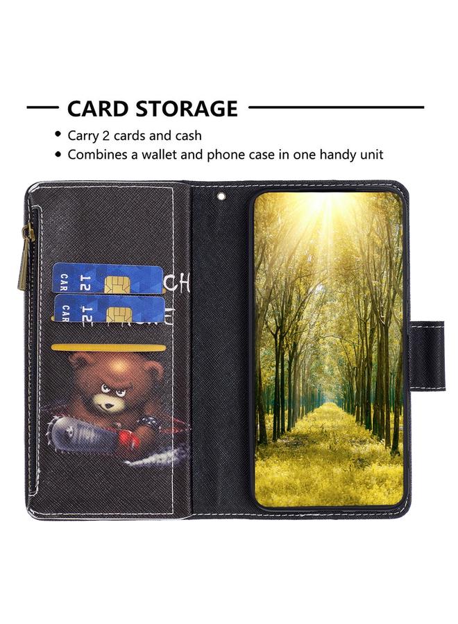 اس-توب جراب هاتف Nokia G22 بنمط رسم ملون وسحاب من الجلد - Image 5