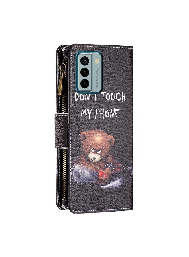 اس-توب جراب هاتف Nokia G22 بنمط رسم ملون وسحاب من الجلد - Image 3