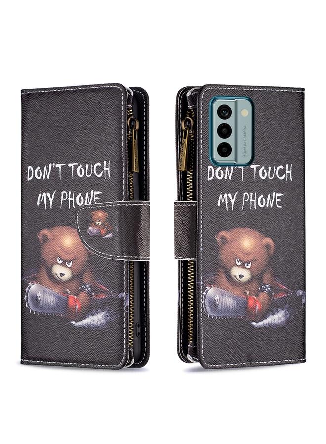 اس-توب جراب هاتف Nokia G22 بنمط رسم ملون وسحاب من الجلد - Image 1